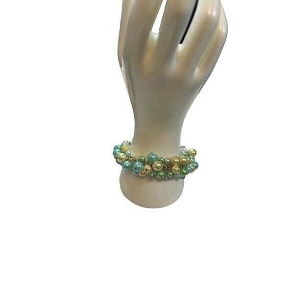 Blue pearl cluster yellow silver bracelet - Picture 2 of 8